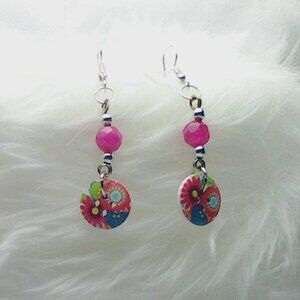 No. 1801 Pretty handmade earrings with half-inch diameter buttons